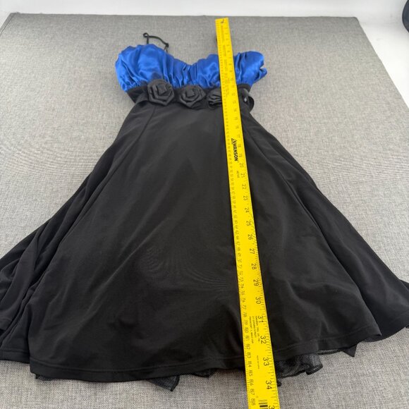 Snap Formal Dress Party Event Prom Blue & Black Adjustable Straps Juniors 7 Rose - Picture 5 of 14